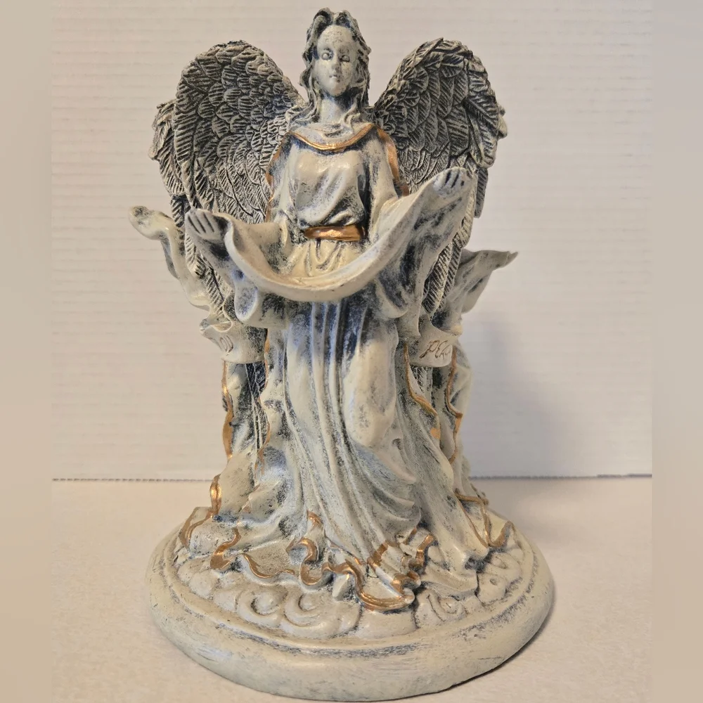 ANGEL CANDLE HOLDER GOLD ACCENTS